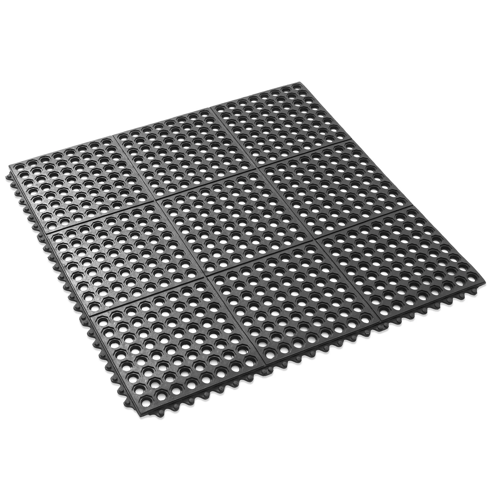 36" x 36" Commercial Interlocking Restaurant Floor Mat, Black