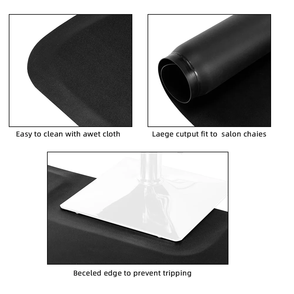 3′x 5′x 1/2" Beauty Salon Semicircle Anti-fatigue Salon Mat (Round Outside And Square Inside) Black