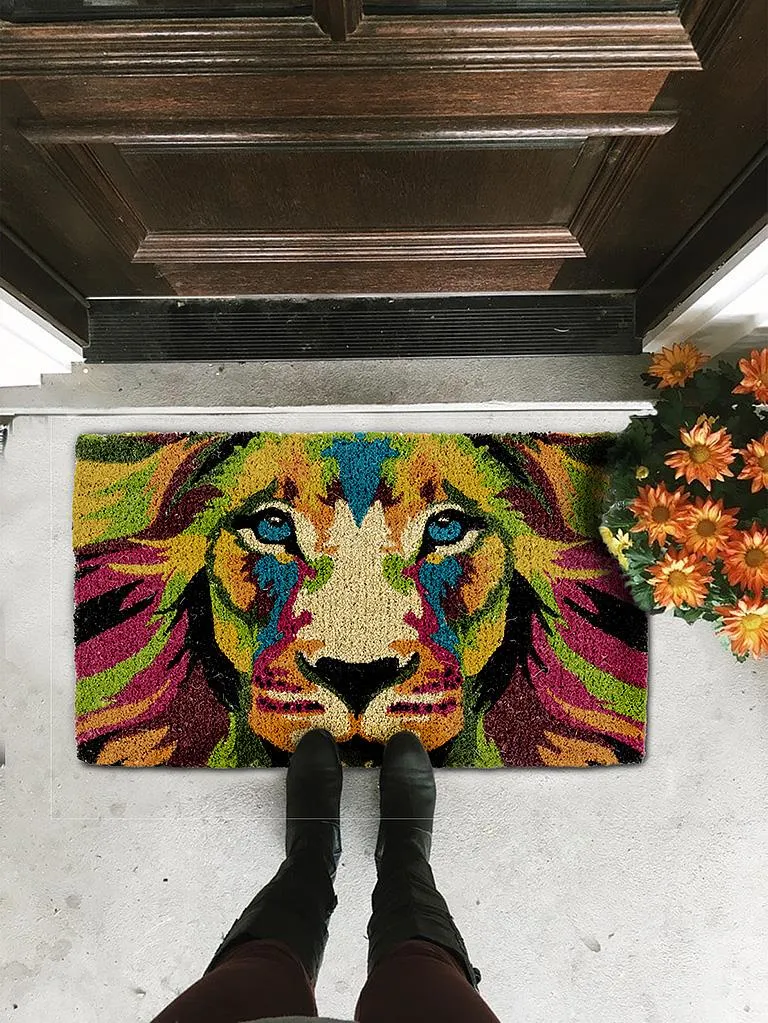 Abstract Lion Face Doormat - 18" x 30"