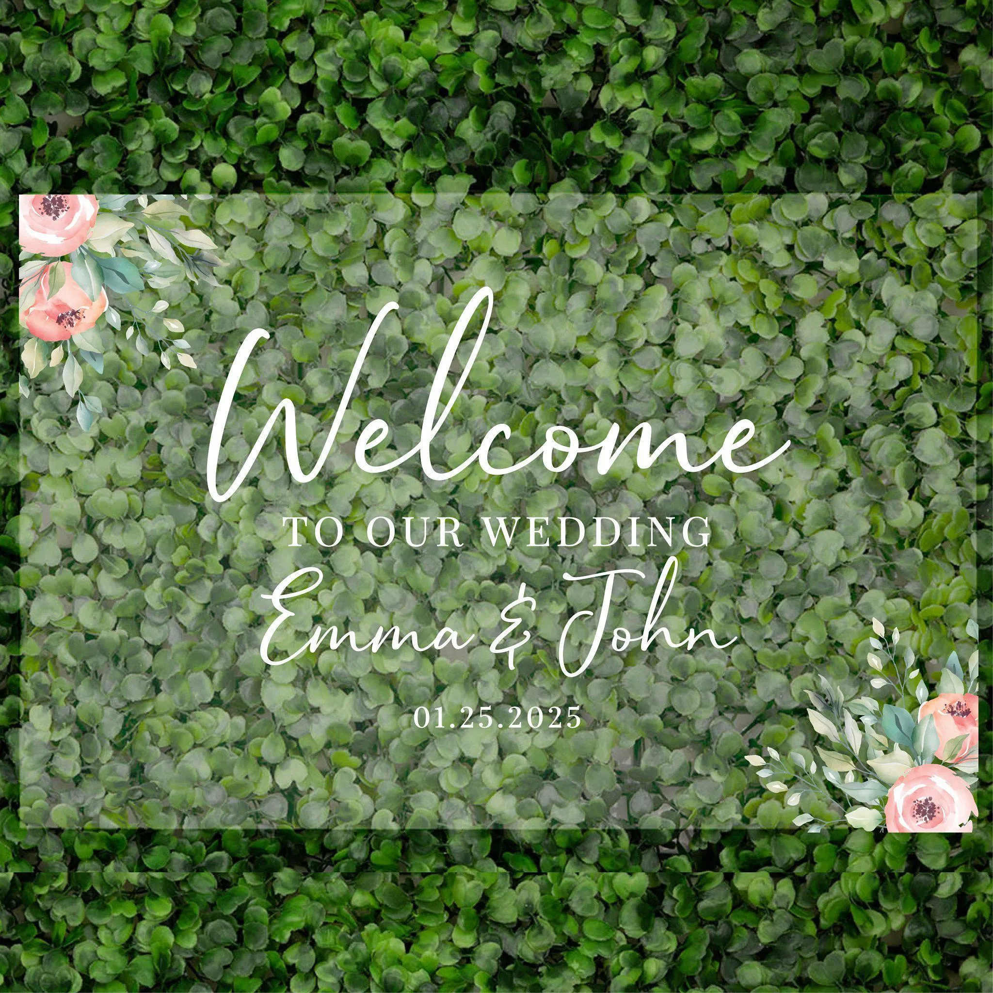 Acrylic Custom Floral Wedding Signs, 16 x 24 Inches