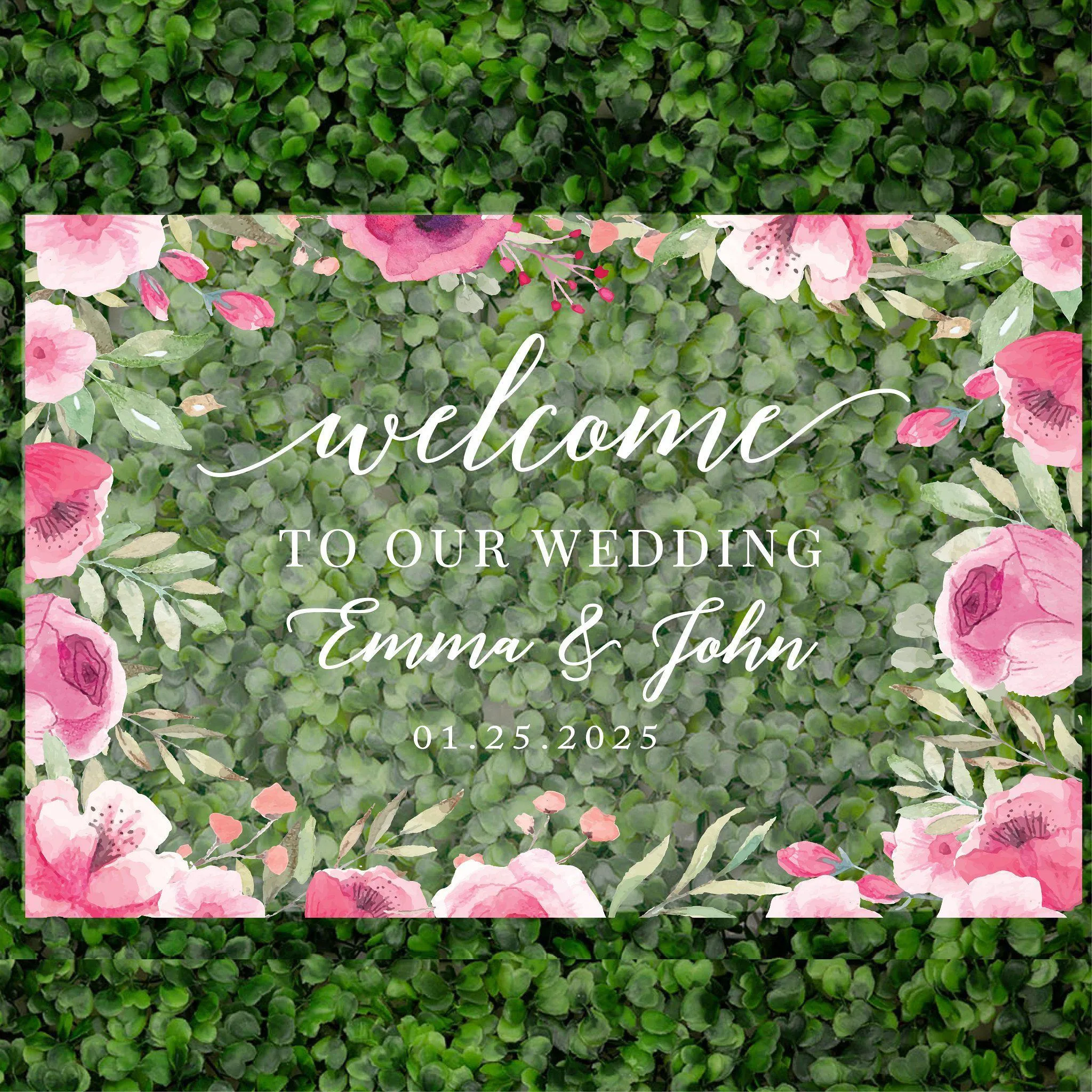 Acrylic Custom Floral Wedding Signs, 16 x 24 Inches