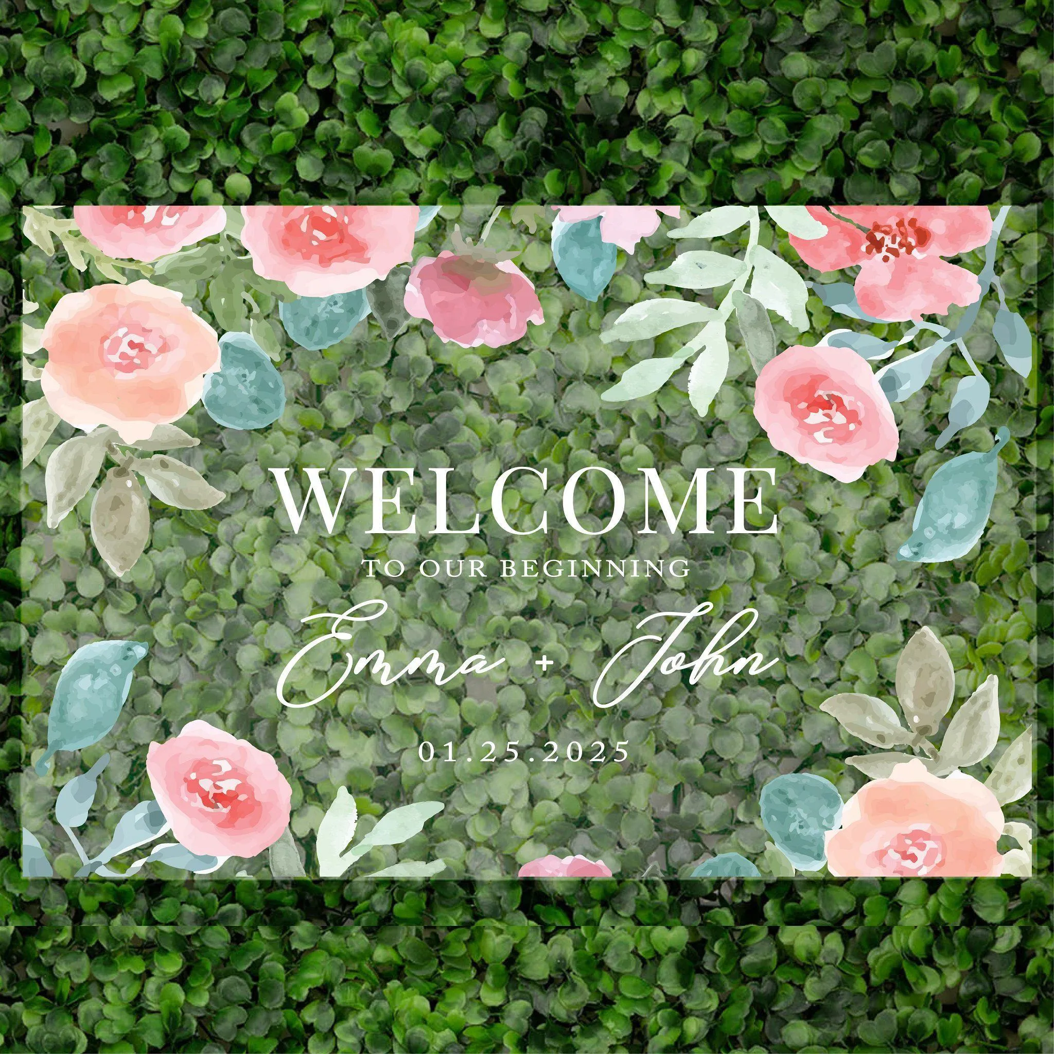 Acrylic Custom Floral Wedding Signs, 16 x 24 Inches