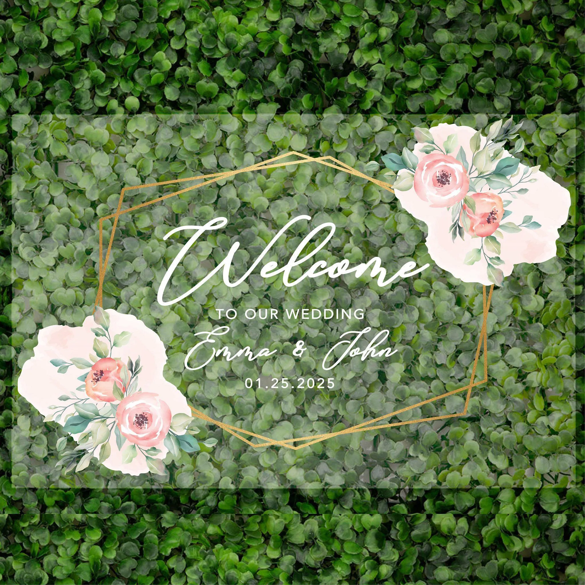 Acrylic Custom Floral Wedding Signs, 16 x 24 Inches