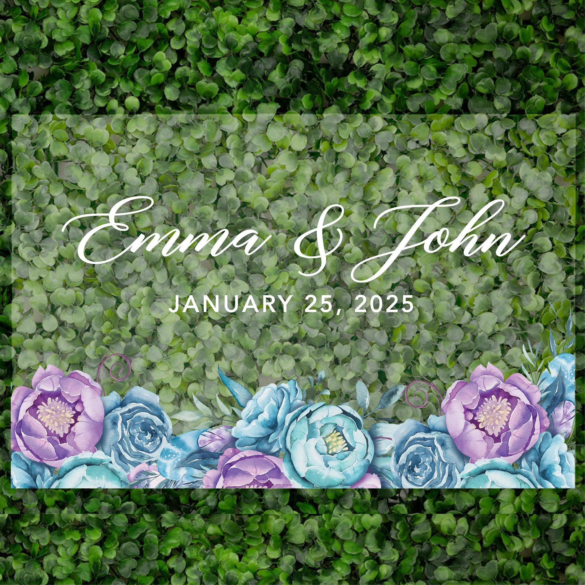 Acrylic Custom Floral Wedding Signs, 16 x 24 Inches