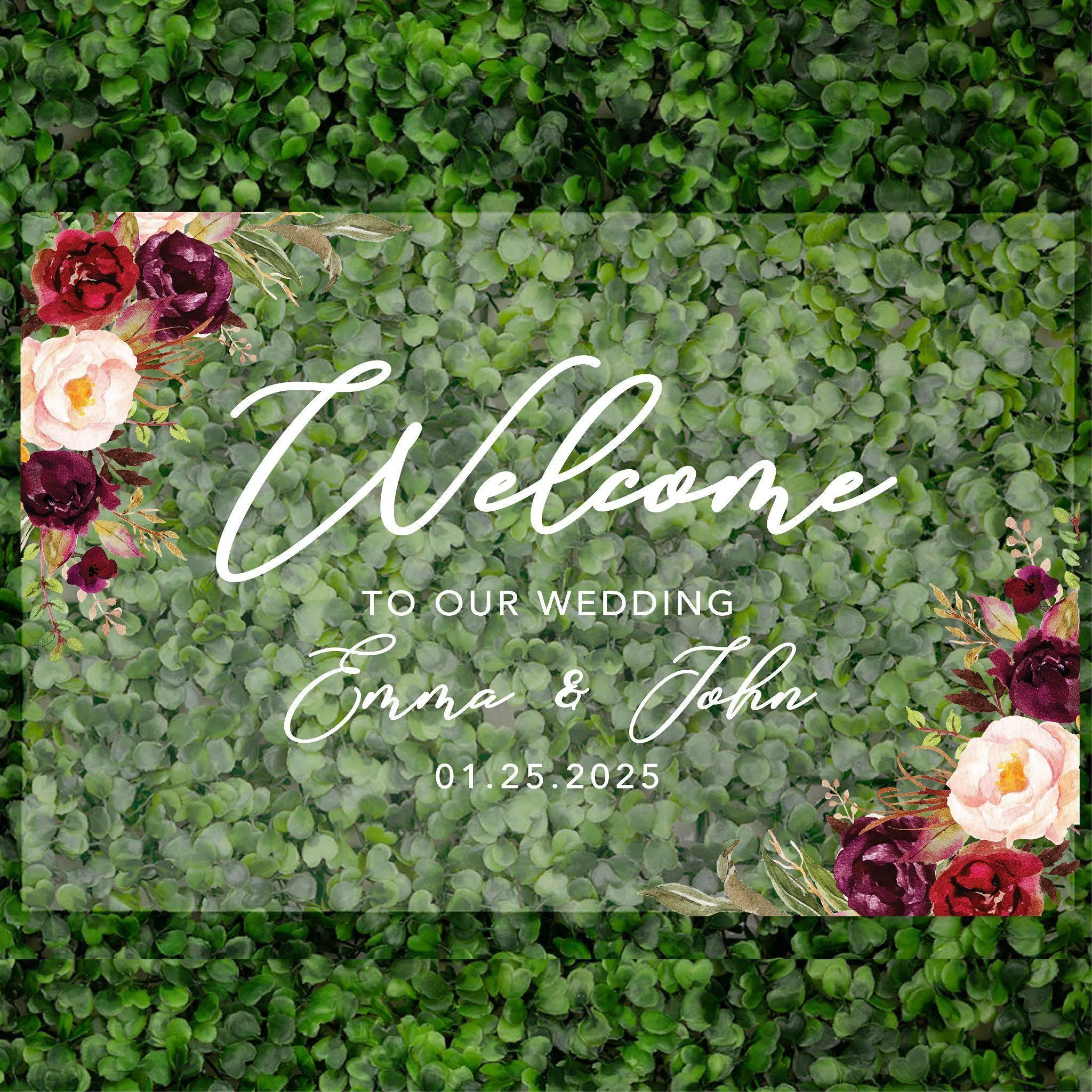 Acrylic Custom Floral Wedding Signs, 16 x 24 Inches