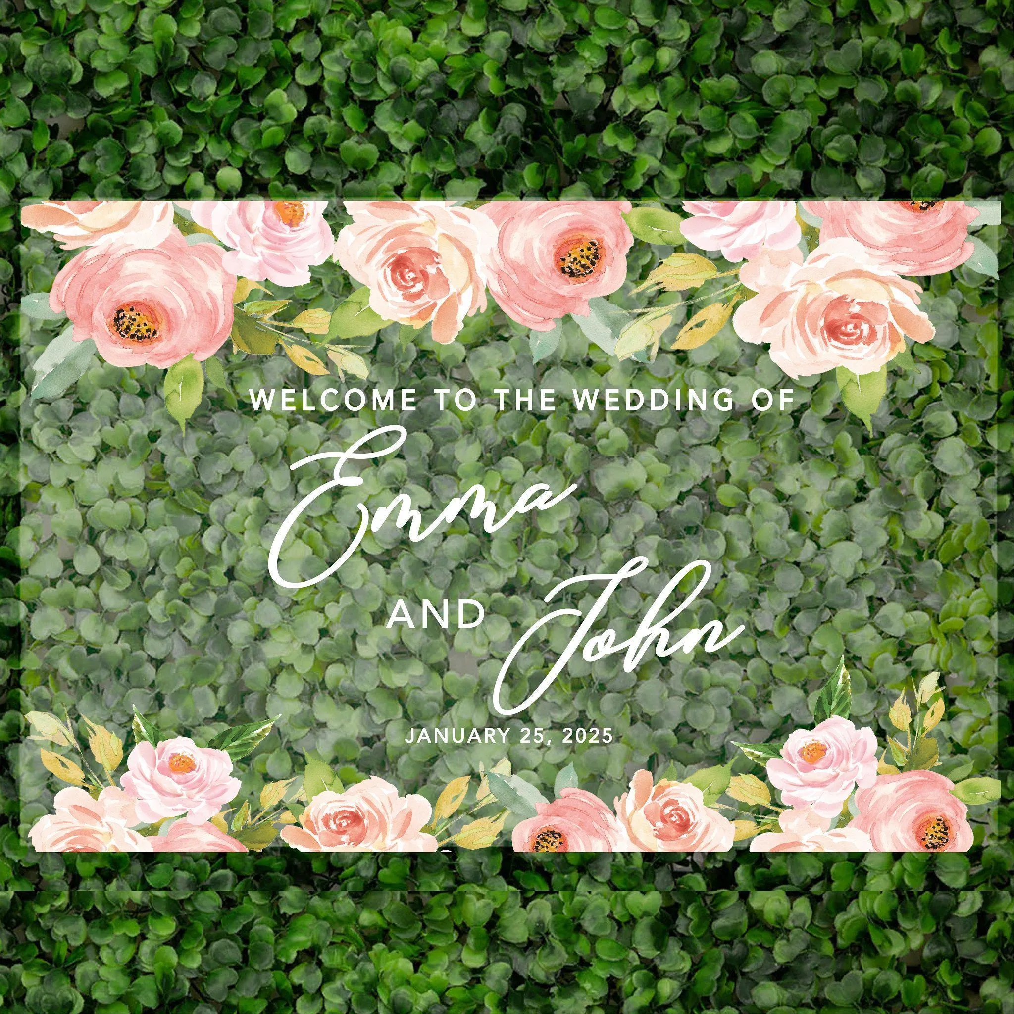 Acrylic Custom Floral Wedding Signs, 16 x 24 Inches