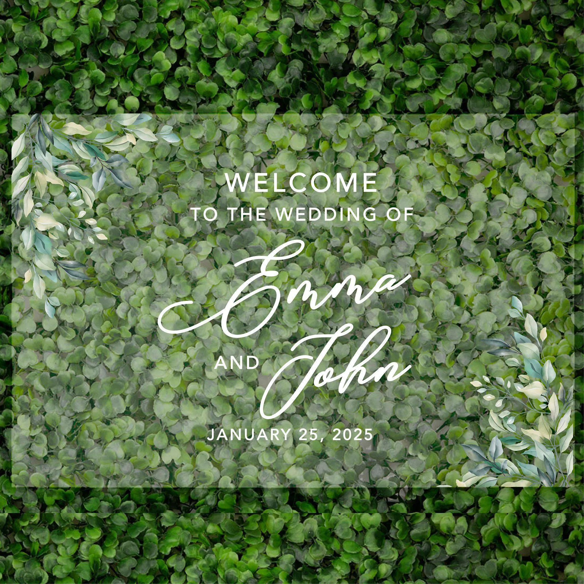 Acrylic Custom Greenery Wedding Signs, 16 x 24 Inches