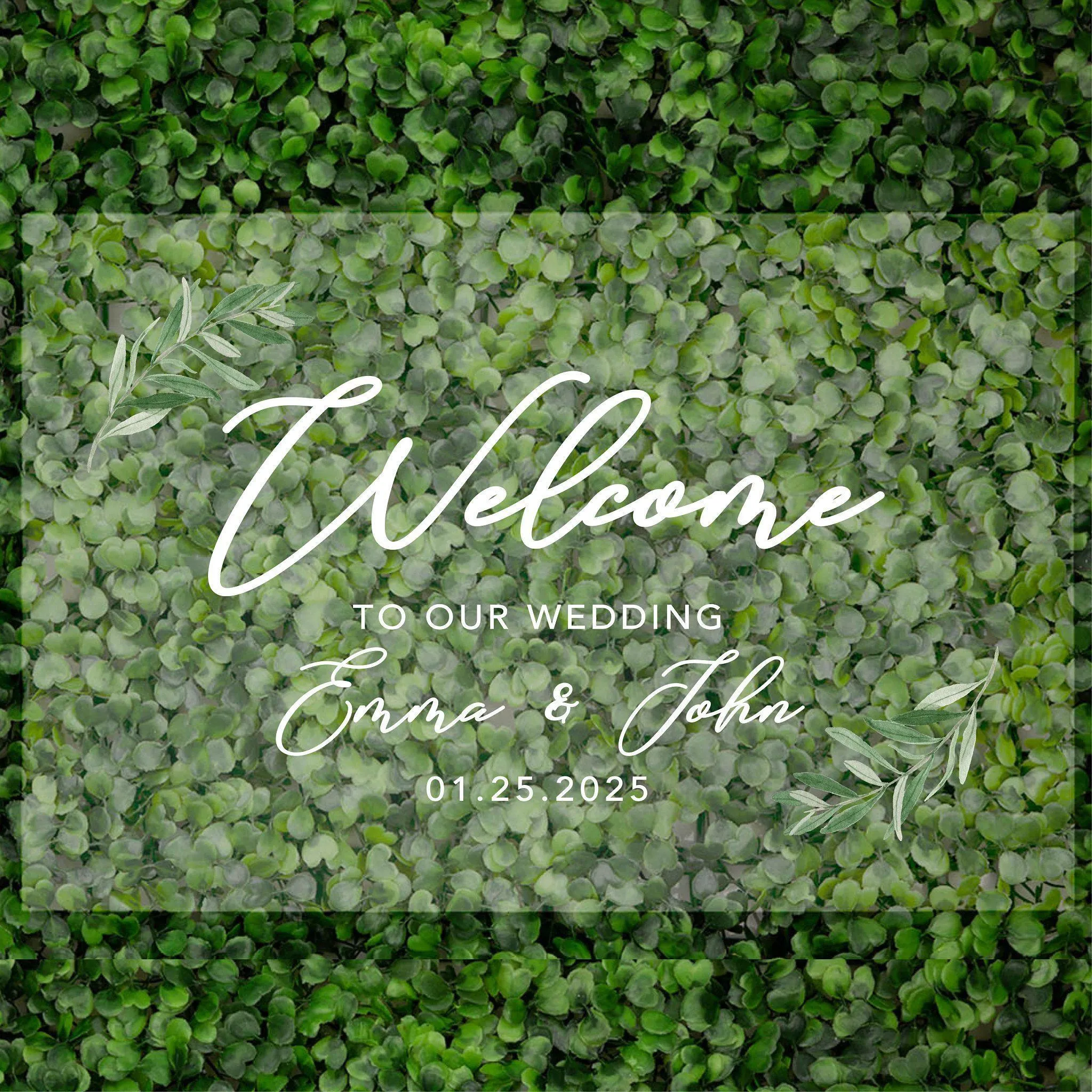 Acrylic Custom Greenery Wedding Signs, 16 x 24 Inches