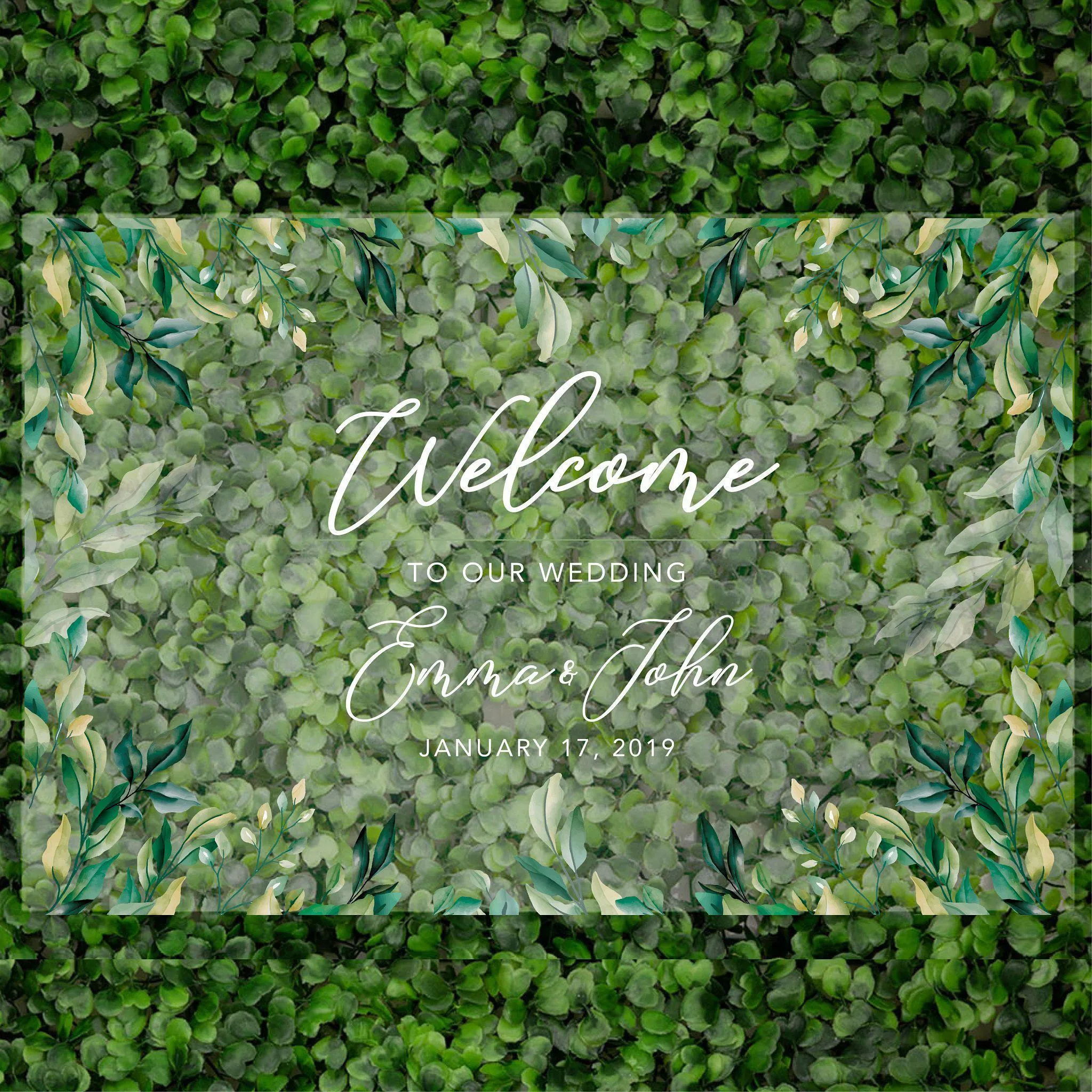 Acrylic Custom Greenery Wedding Signs, 16 x 24 Inches