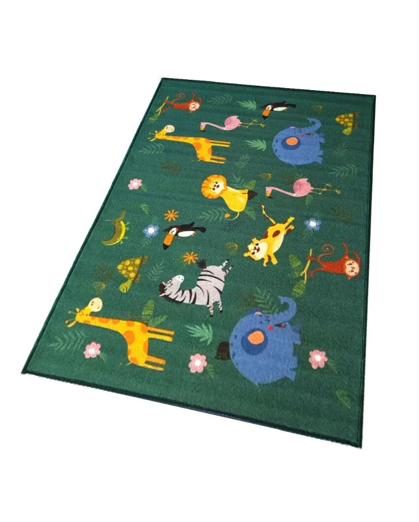 Animals Jungle Design Anti-Slip Nylon Kids Rug | 5 X 3.2 Ft