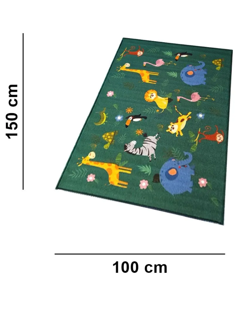 Animals Jungle Design Anti-Slip Nylon Kids Rug | 5 X 3.2 Ft