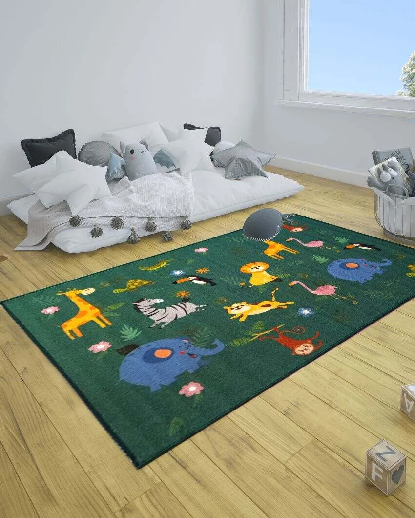 Animals Jungle Design Anti-Slip Nylon Kids Rug | 5 X 3.2 Ft