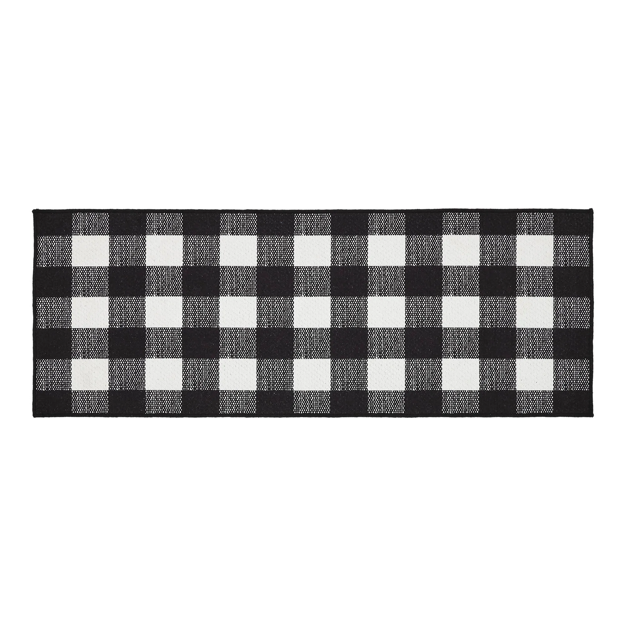 Annie Buffalo Check Black Polyester Rug Rect 17x48