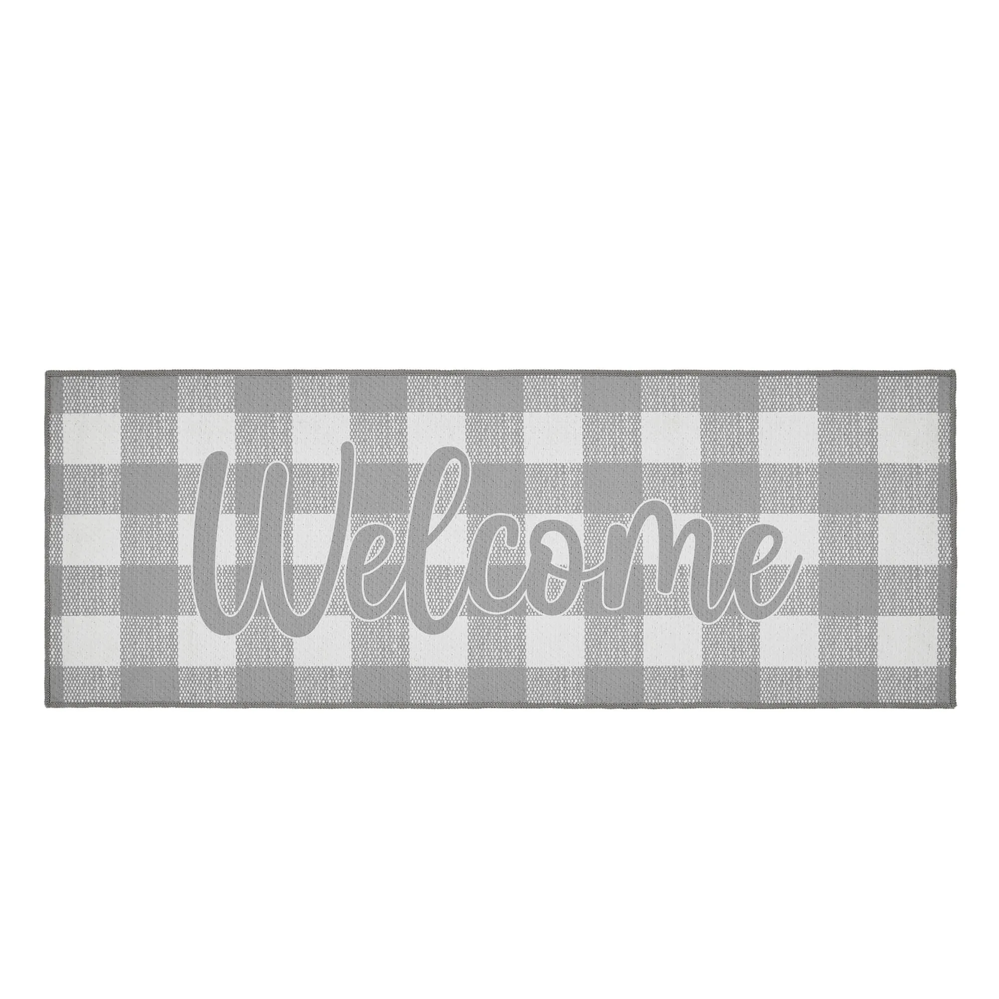 Annie Buffalo Check Grey Welcome Polyester Rug Rect 17x48