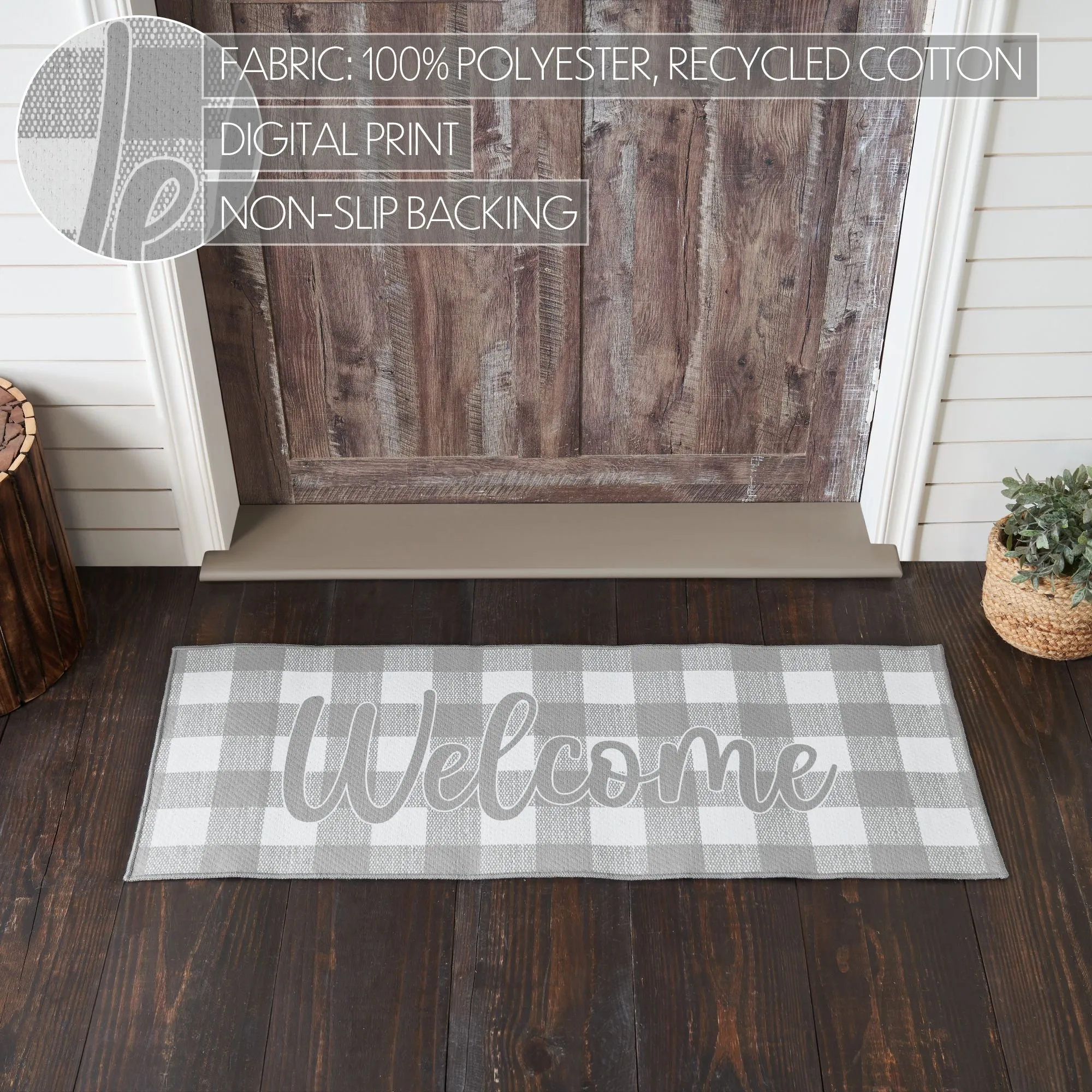 Annie Buffalo Check Grey Welcome Polyester Rug Rect 17x48