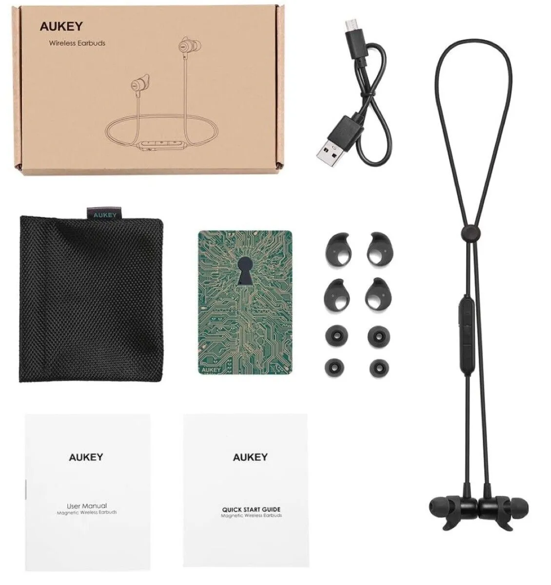 Aukey IPX5 Water Resistant Wireless Sport Bluetooth Earbuds