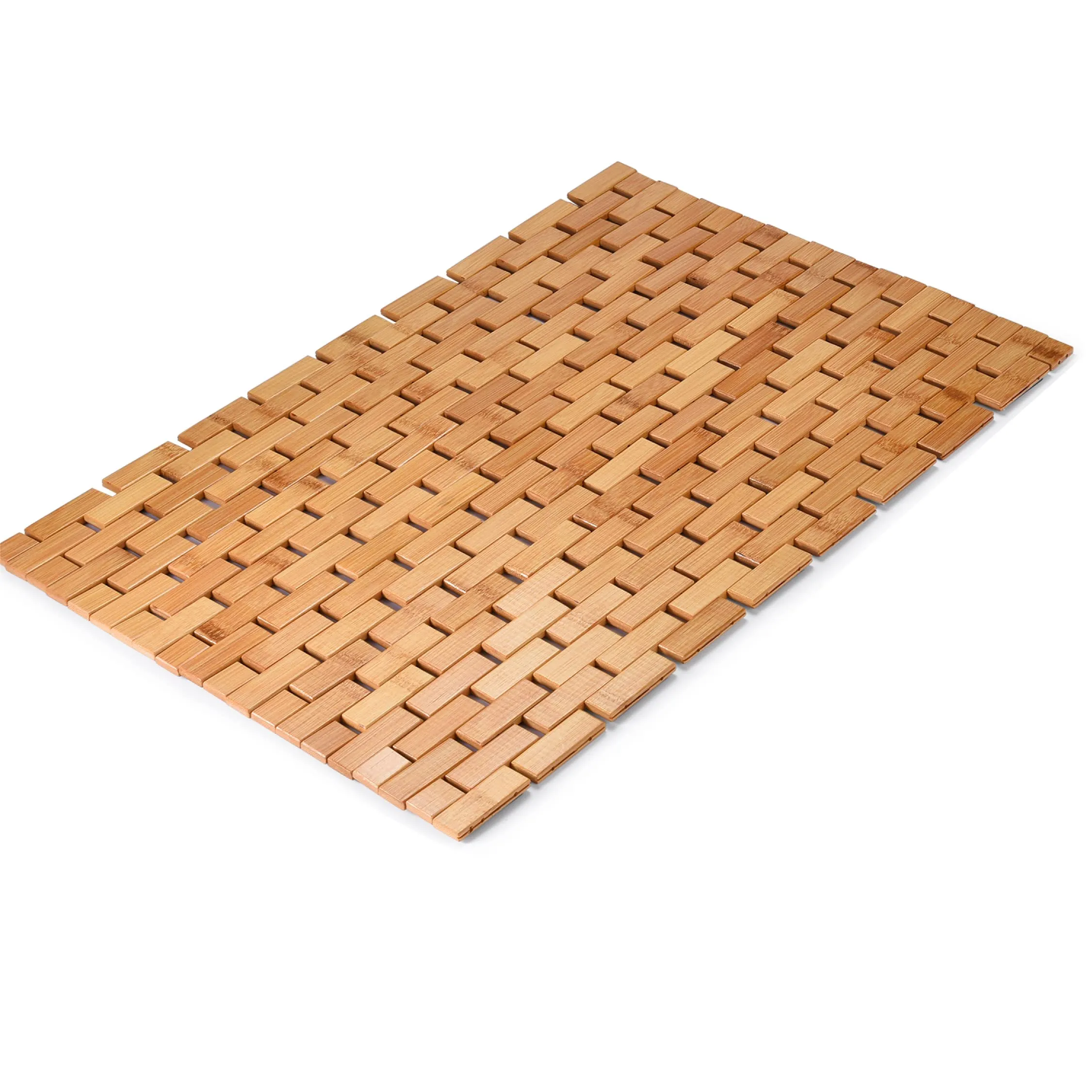 Bathroom Bamboo Floor Mat - Wooden Bath Rug - Natural Wood Accessories For Spa