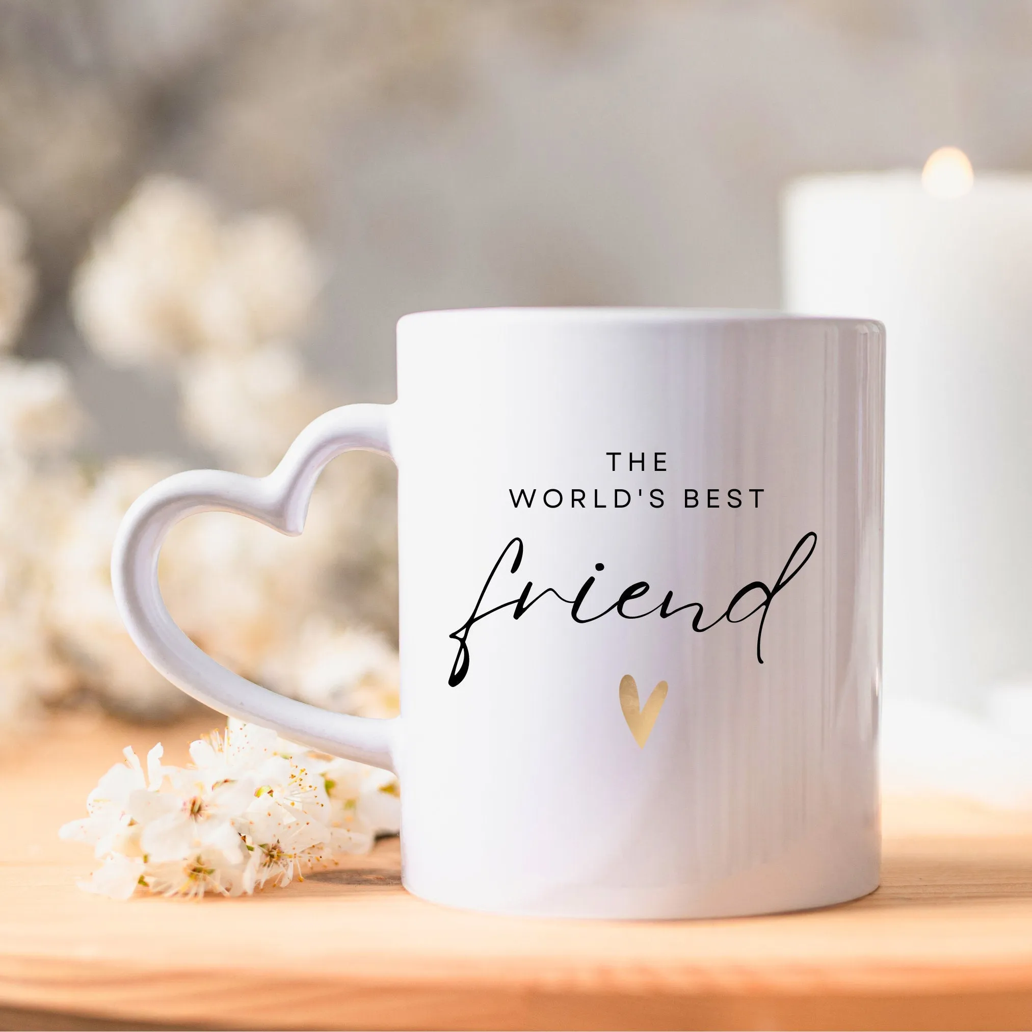 Best Friend Gifts Mug - Custom Name Coffee Cup with Gold Heart