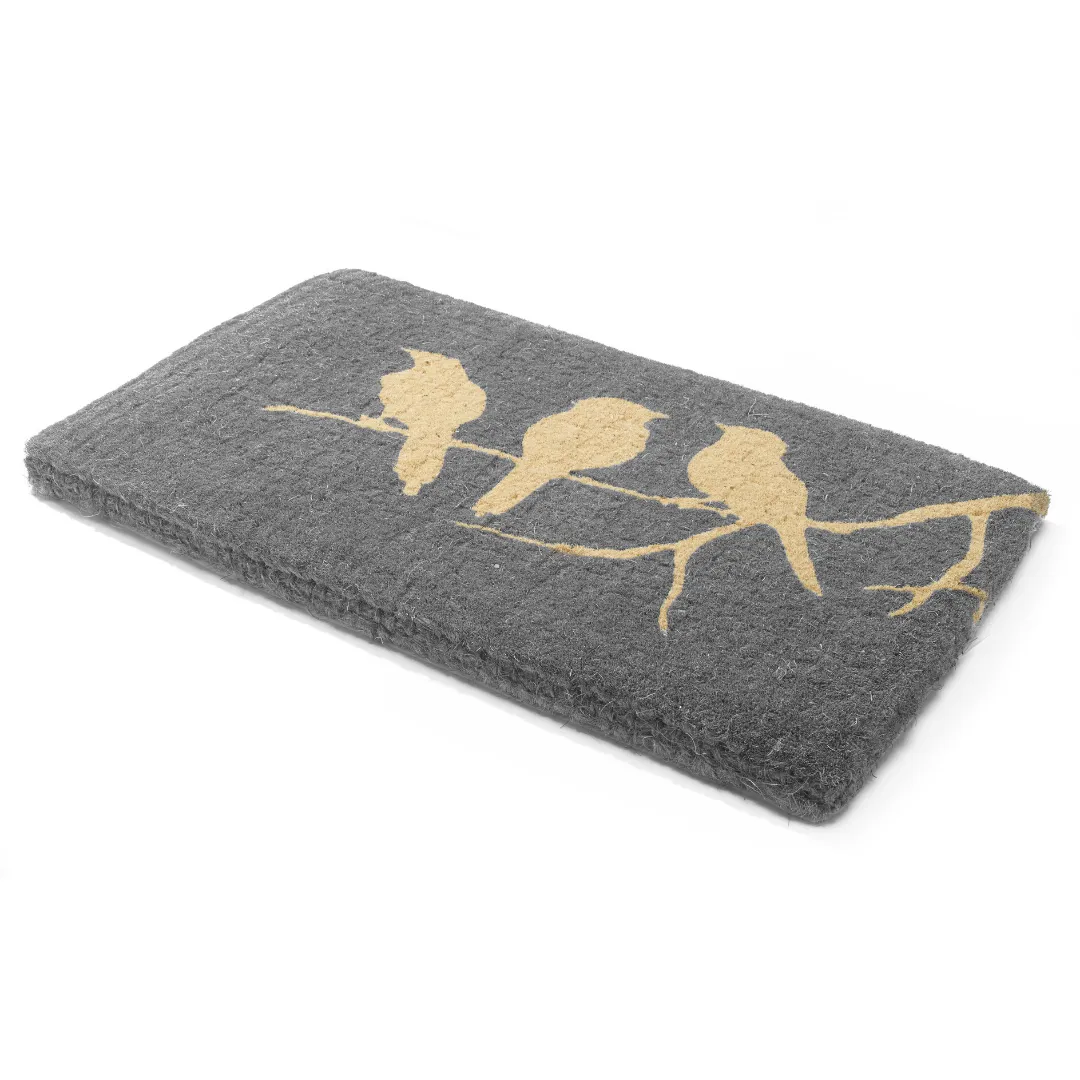 Birds On Branch Grey and Natural Coir Doormat