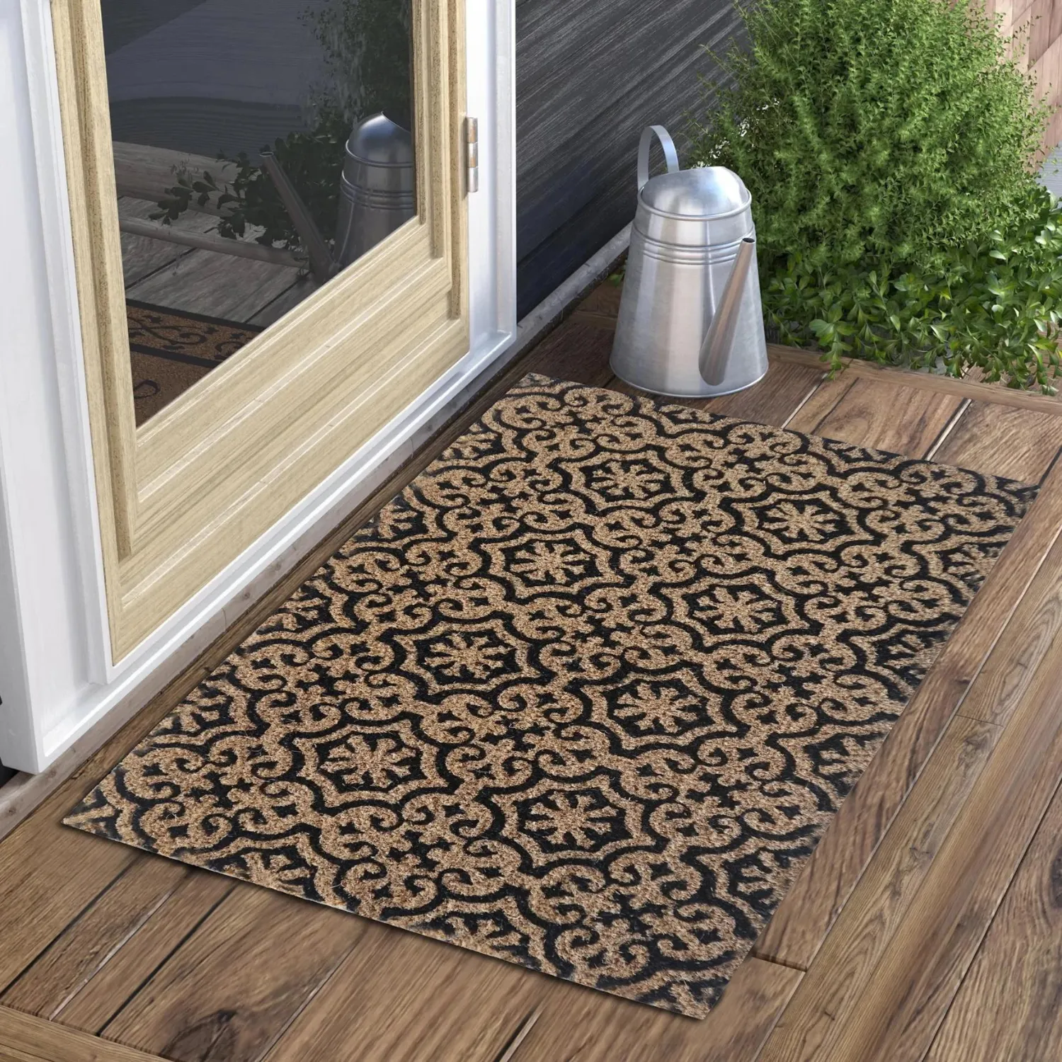 Black Mosaic Coir Doormat