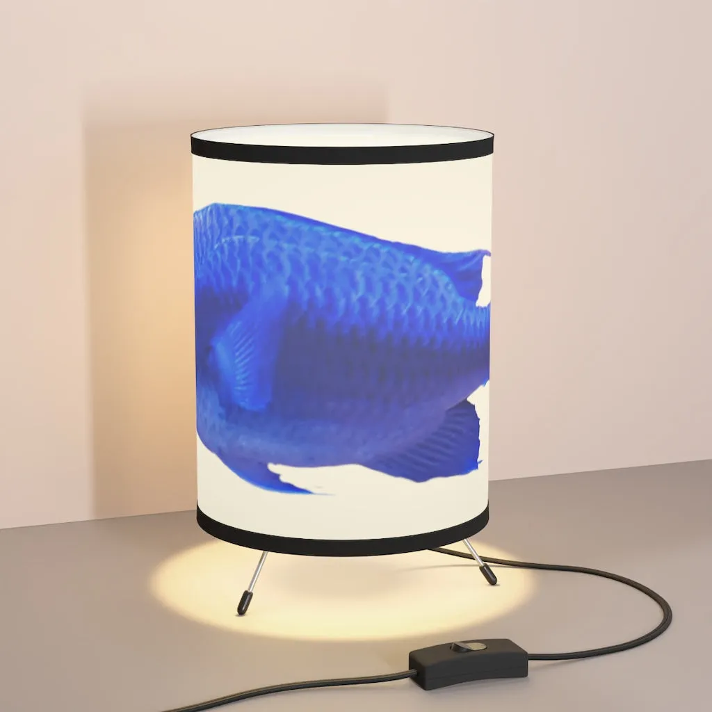 Blue Fish Tripod Lamp with High-Res Printed Shade, US/CA plug