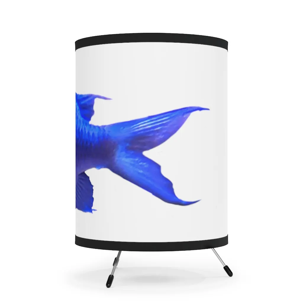 Blue Fish Tripod Lamp with High-Res Printed Shade, US/CA plug