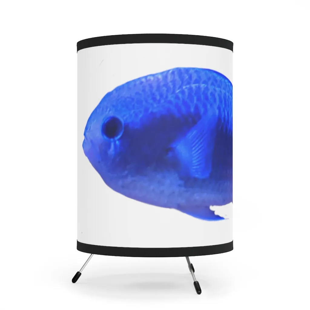 Blue Fish Tripod Lamp with High-Res Printed Shade, US/CA plug