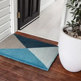 Blue Flag Geometrical Thick Coir Doormat