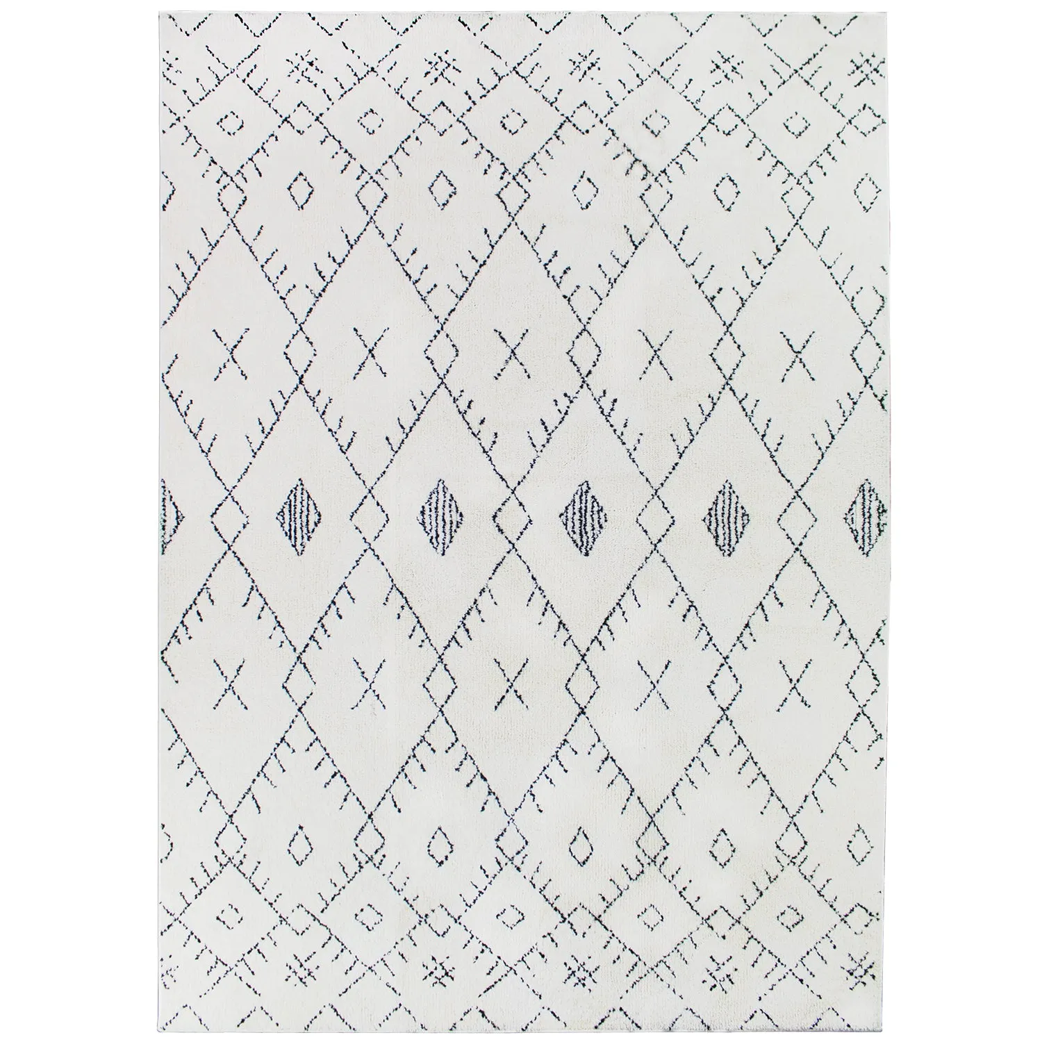 Boho Moroccan Pile Shag Accent Rug 5' x 7' - White