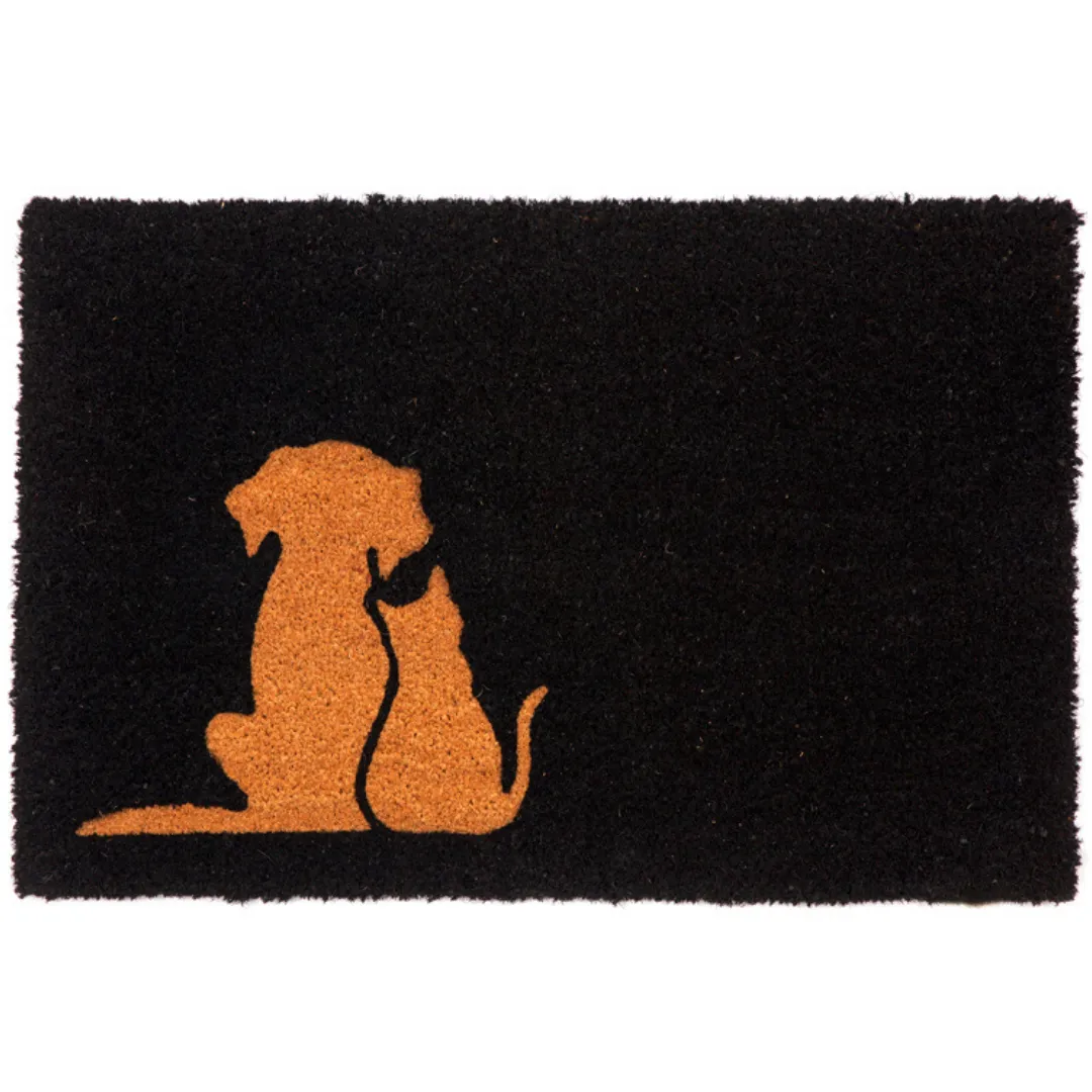 Buddies Black and Natural pvc backed coir doormat