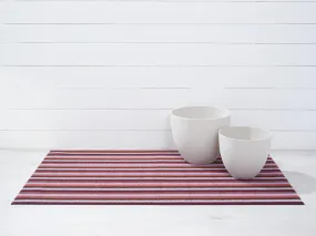 Chilewich Indoor Outdoor Shag Mat - Even Stripe / Berry / 24x36"