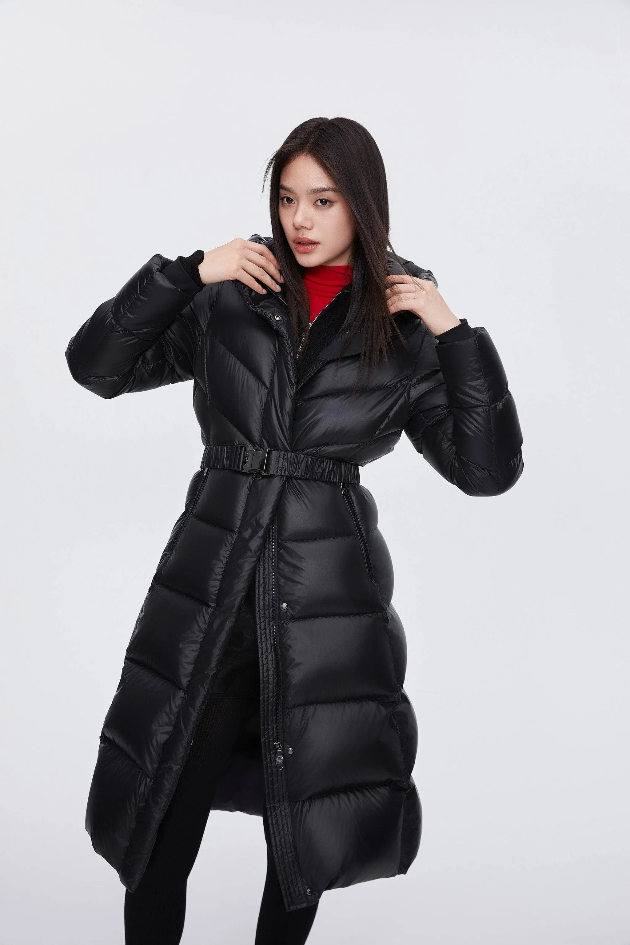 Classic Long Hooded Puffer With Belt