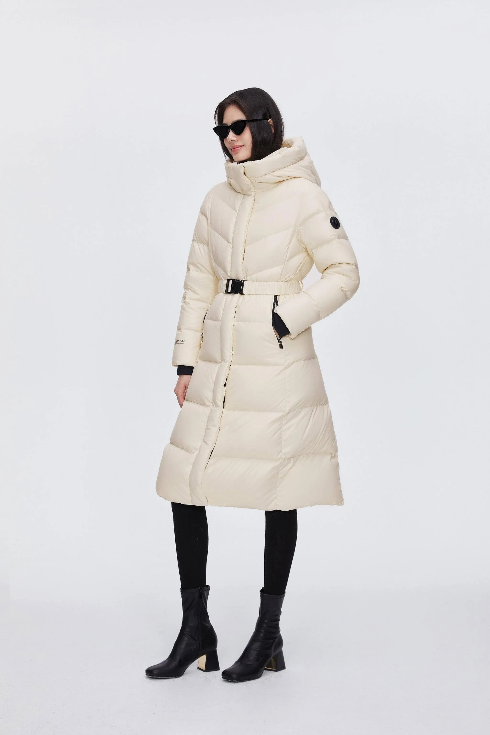 Classic Long Hooded Puffer With Belt