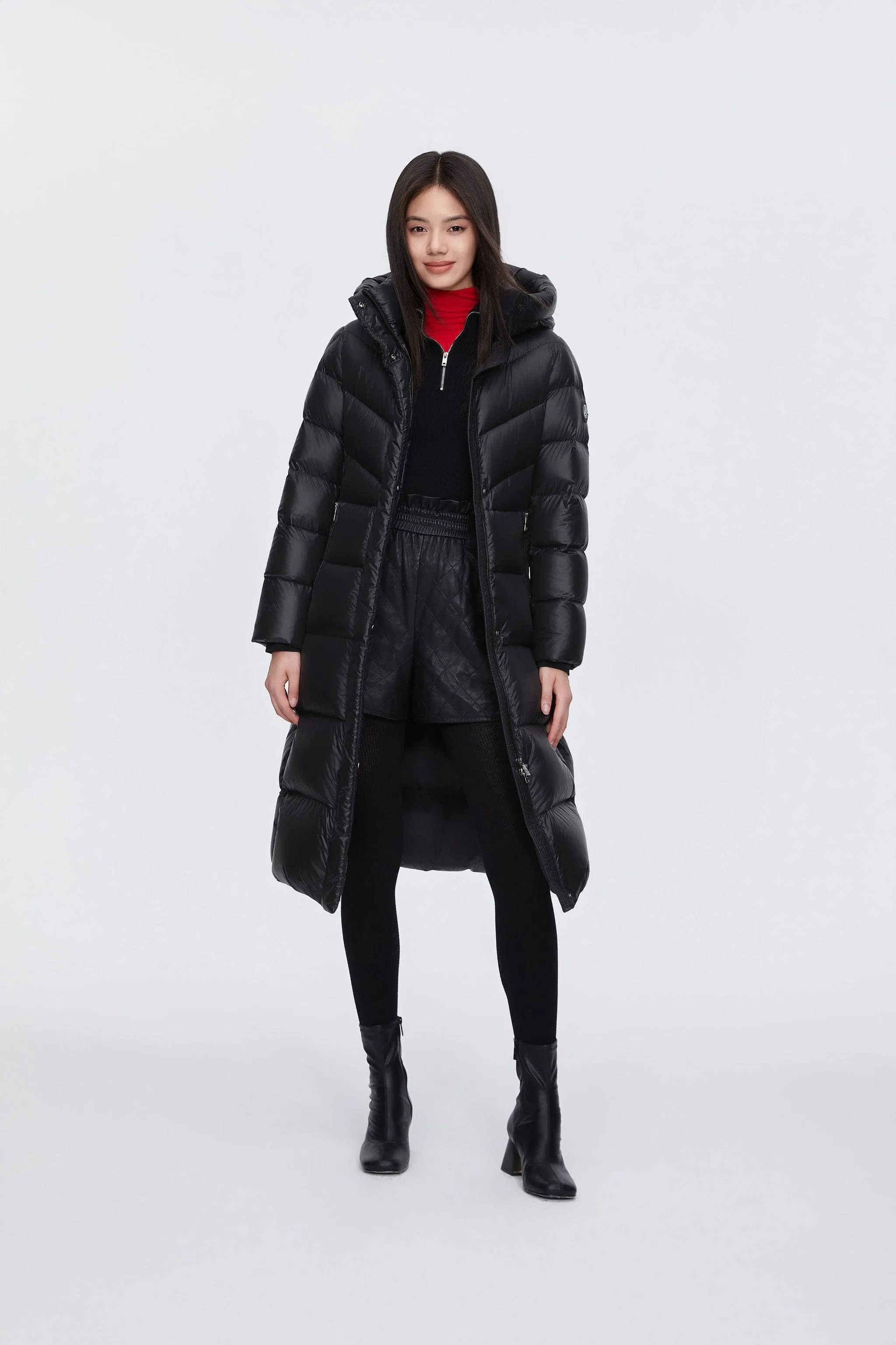 Classic Long Hooded Puffer With Belt