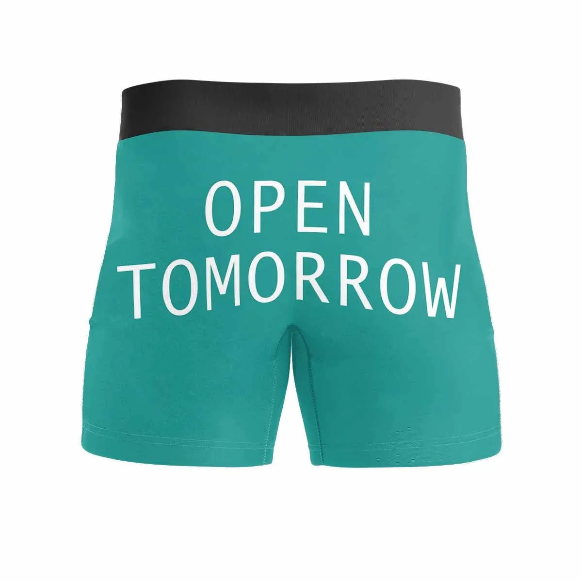 Custom Boxers Personalized Green Underwear with Face Close And Open Tomorrow Custom Men's Boxer Briefs