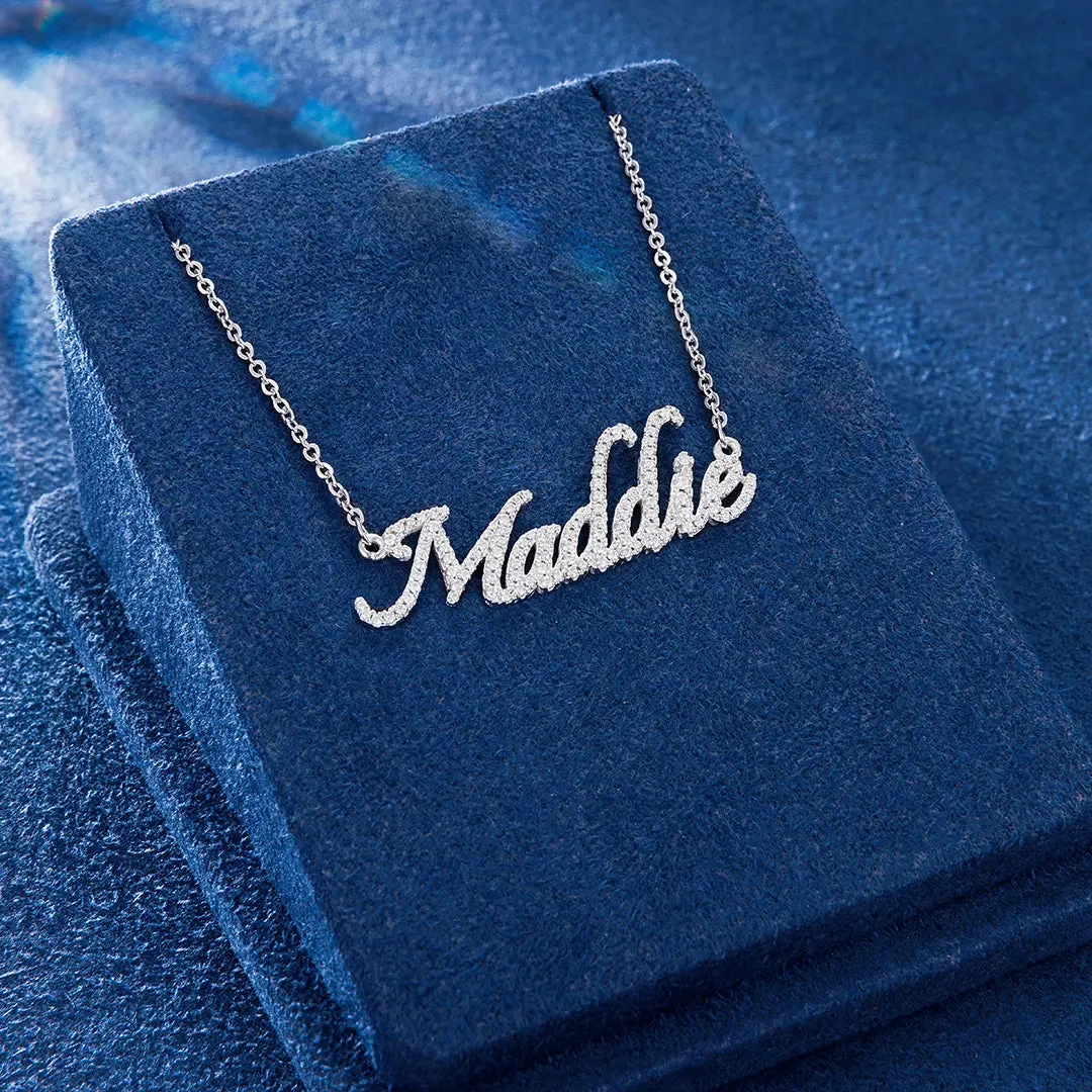 Custom Moissanite Cursive Letter Name Necklace