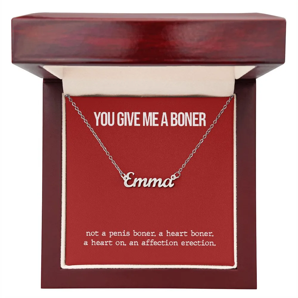 Custom Name Necklace With Funny Boner Card