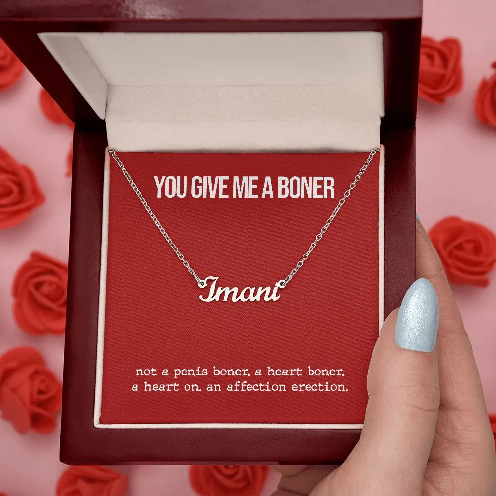 Custom Name Necklace With Funny Boner Card