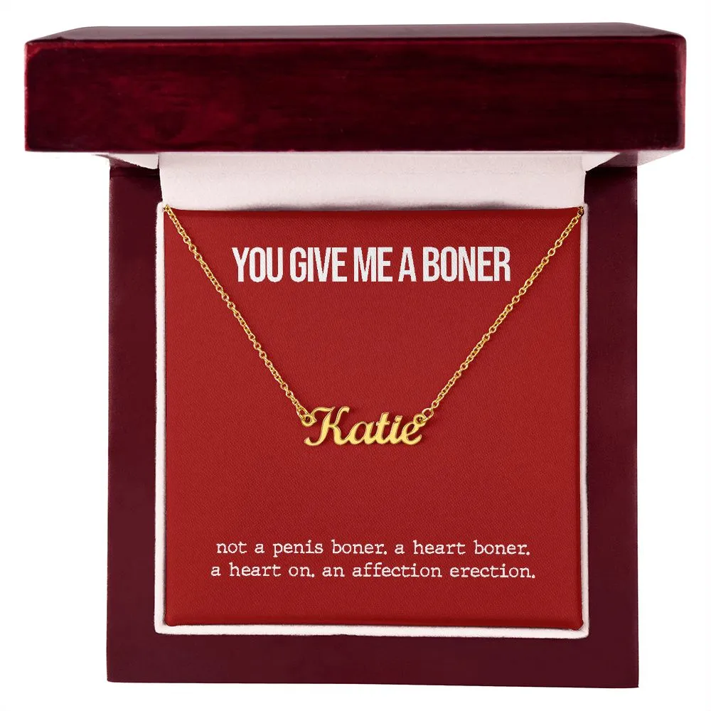 Custom Name Necklace With Funny Boner Card