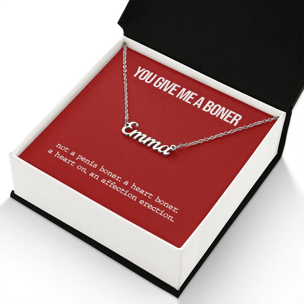 Custom Name Necklace With Funny Boner Card