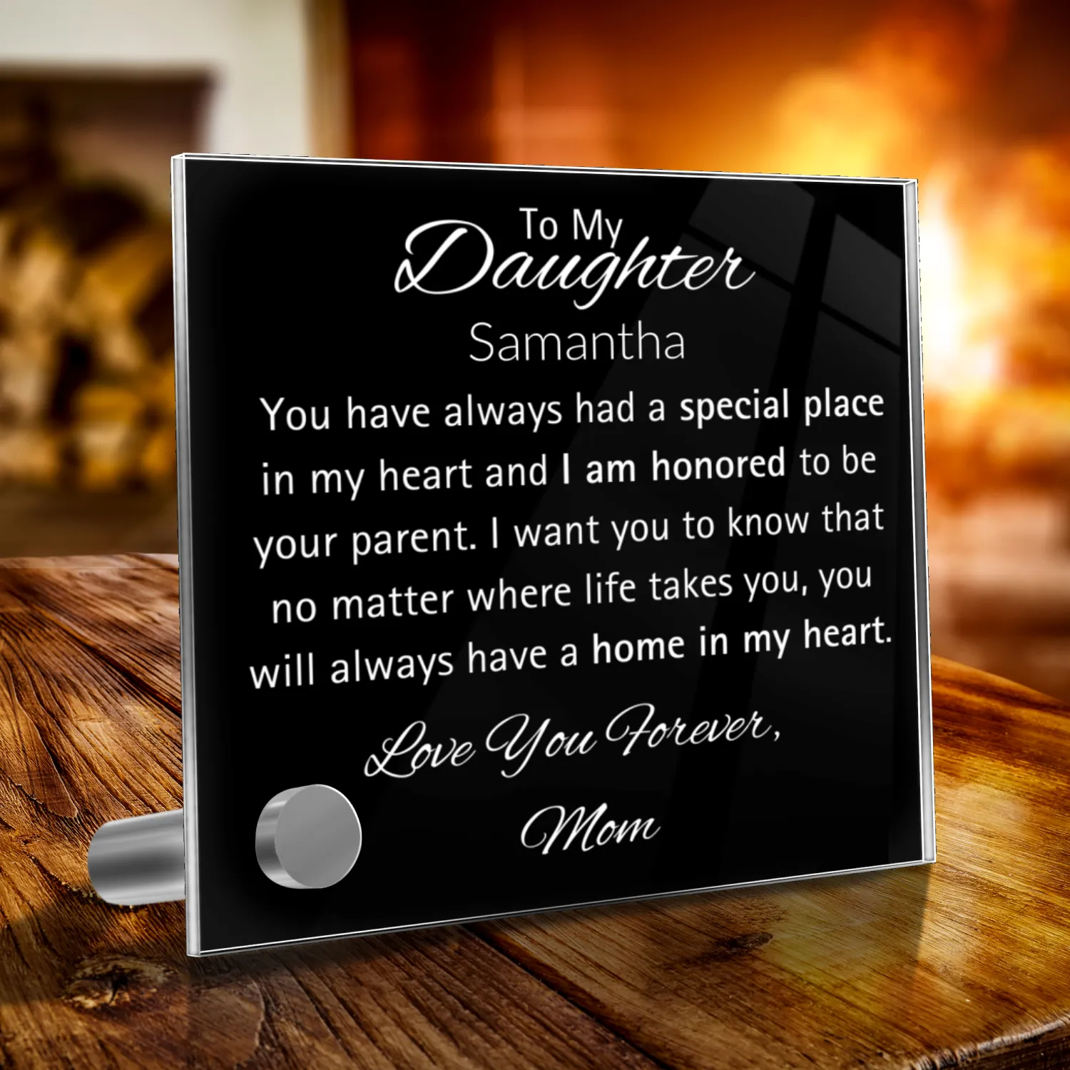 Daughter-Personalized Message Plaque with Heart Pendent Necklace