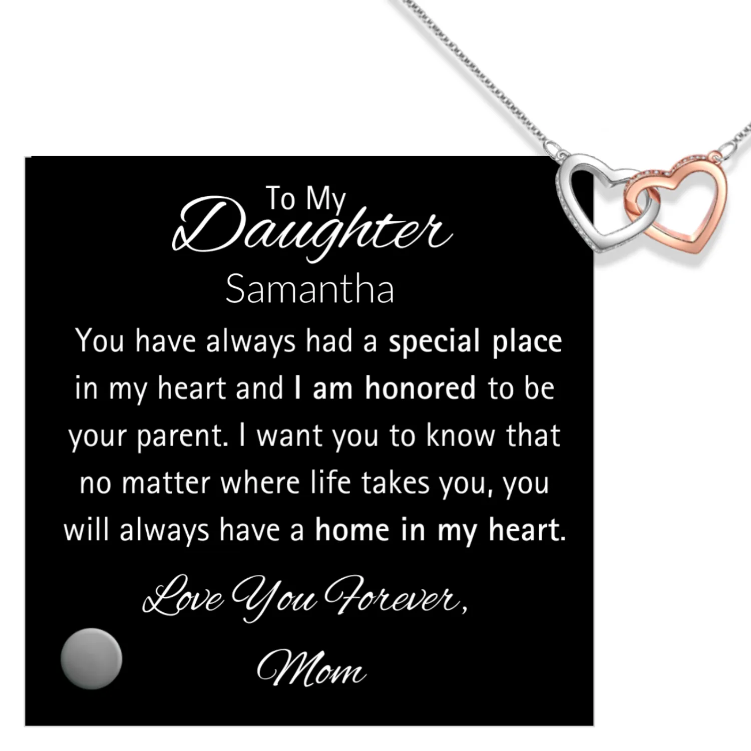 Daughter-Personalized Message Plaque with Heart Pendent Necklace