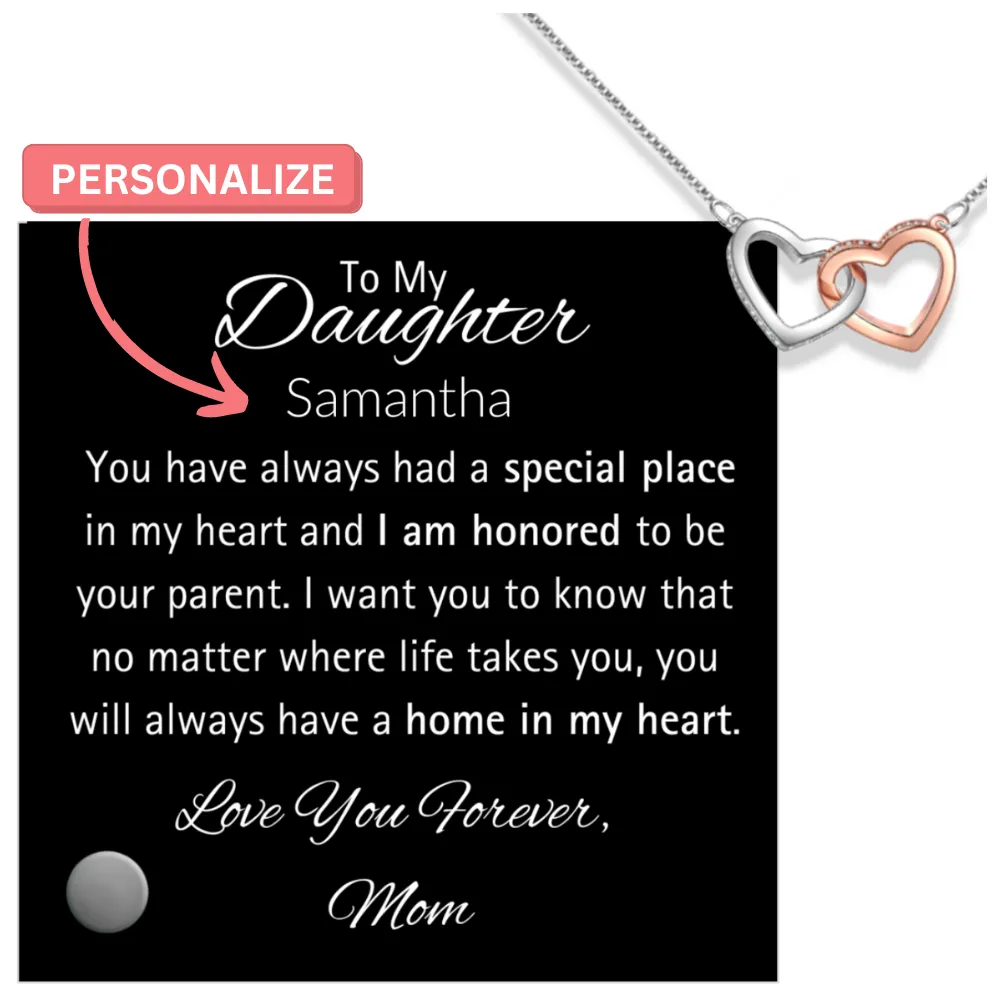 Daughter-Personalized Message Plaque with Heart Pendent Necklace