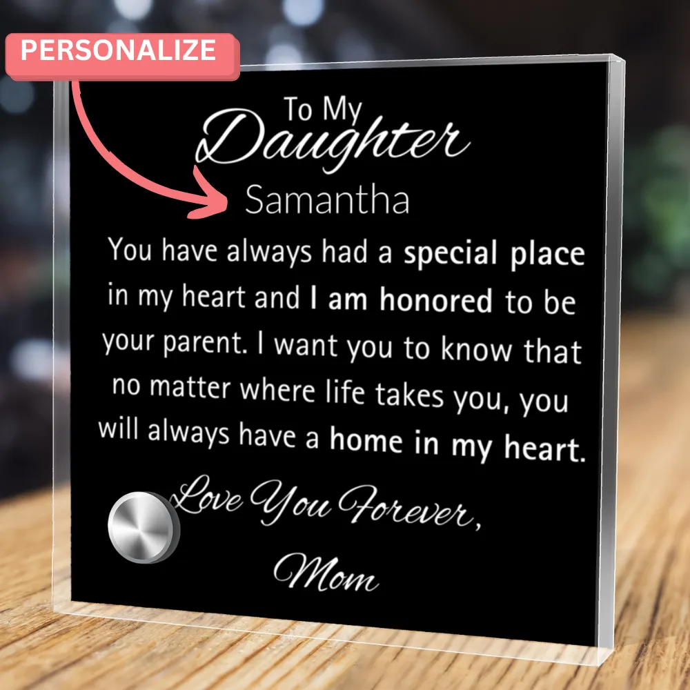 Daughter-Personalized Message Plaque with Heart Pendent Necklace