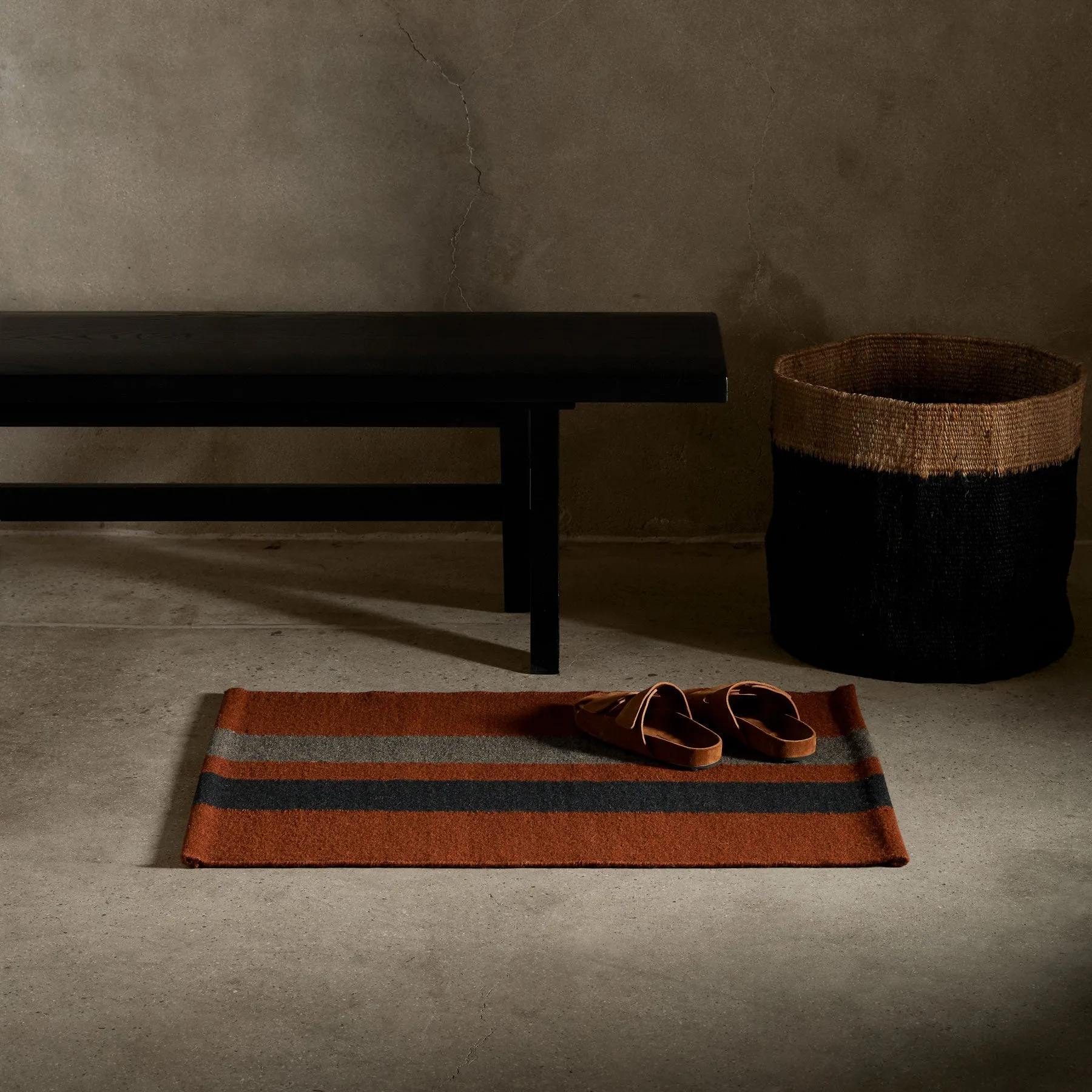 Double Stripe Entry Mat - Ochre/Black Marle/Flint