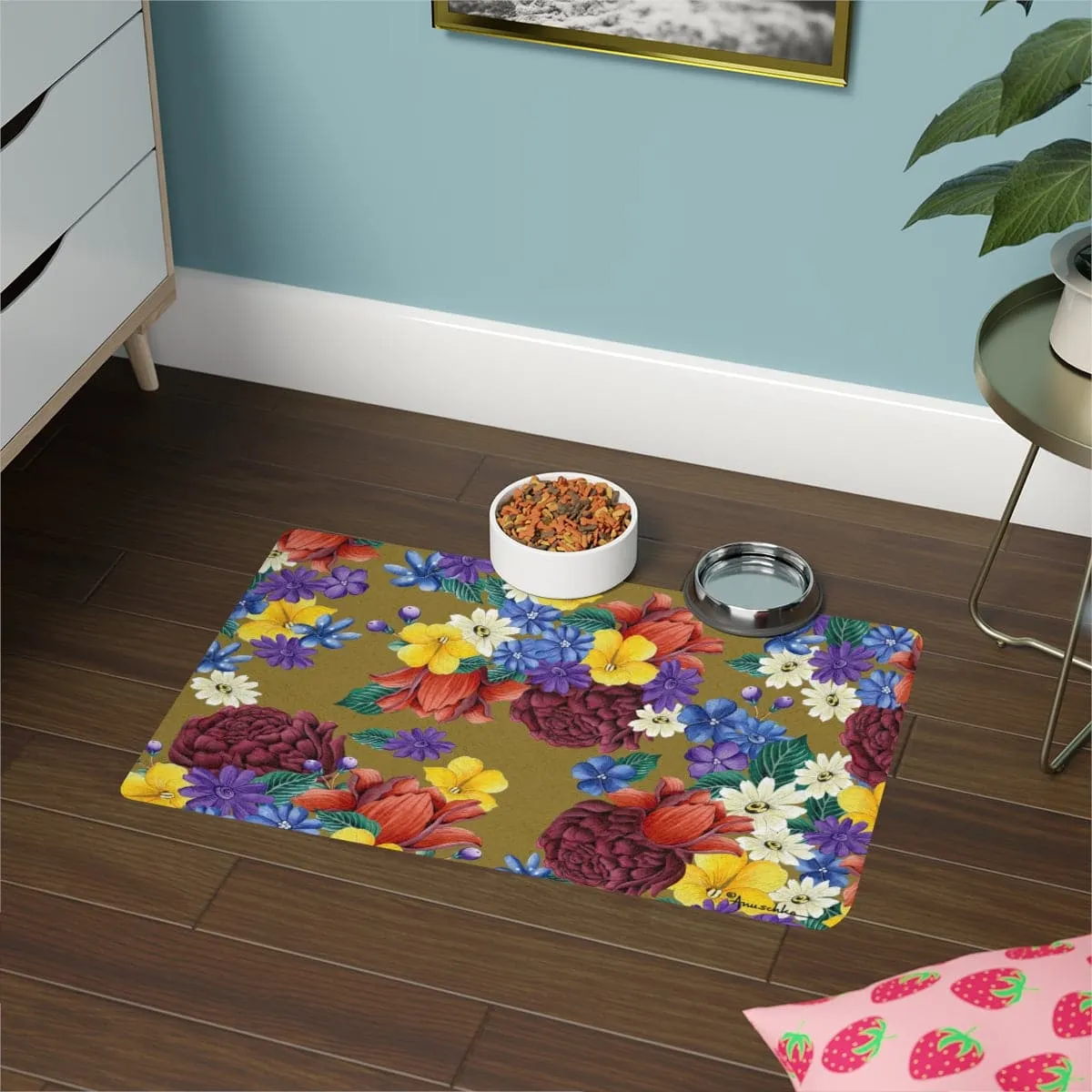 Dreamy Floral Pet Food Mat