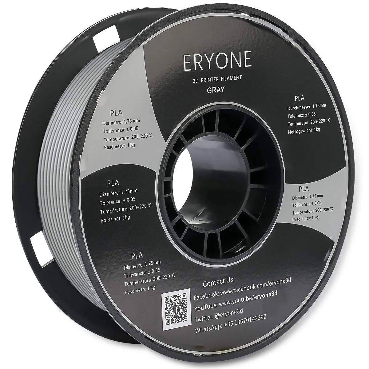 ERYONE PLA 3D Printer Filament 1.75mm, Dimensional Accuracy  /- 0.05 mm 1kg (2.2LBS)/Spool