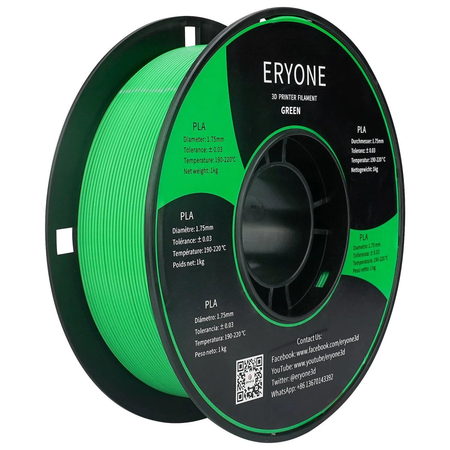 ERYONE PLA 3D Printer Filament 1.75mm, Dimensional Accuracy  /- 0.05 mm 1kg (2.2LBS)/Spool