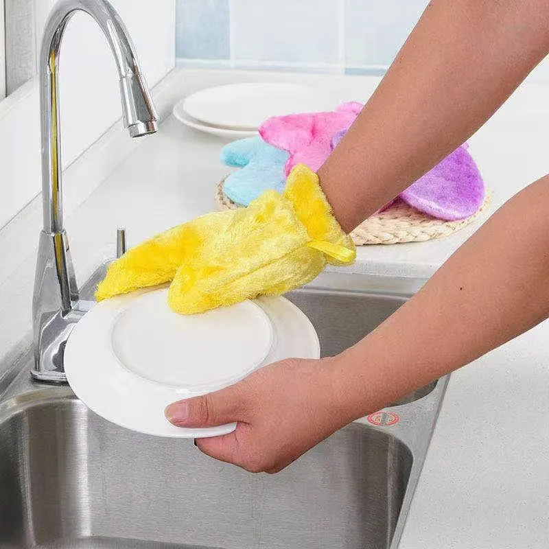 Fiber Reusable Multipurpose Dishwashing Gloves Household Kitchen ( 1 pc )