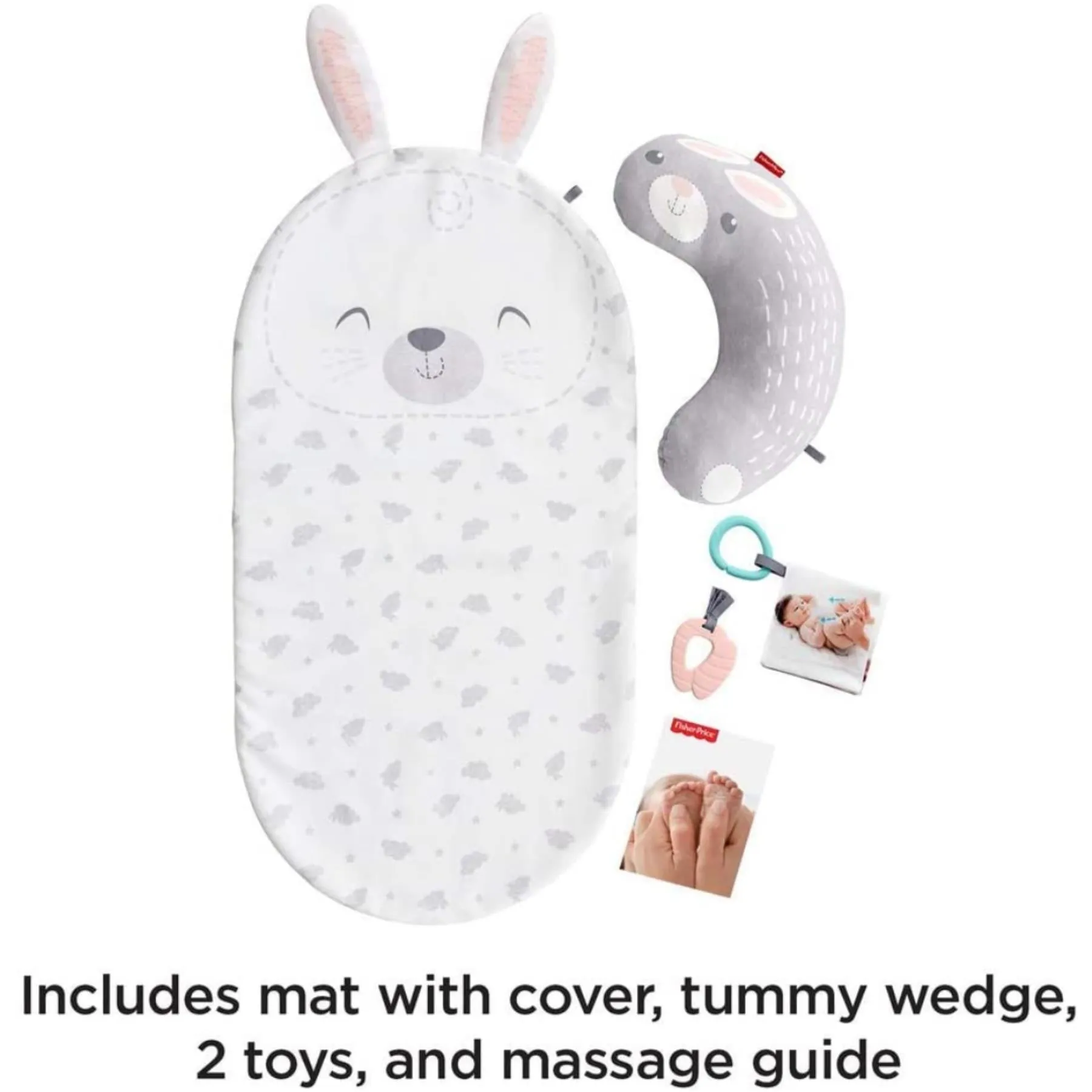 Fisher Price Baby Bunny Massage Set with Changing Mat and Wedge Pillow